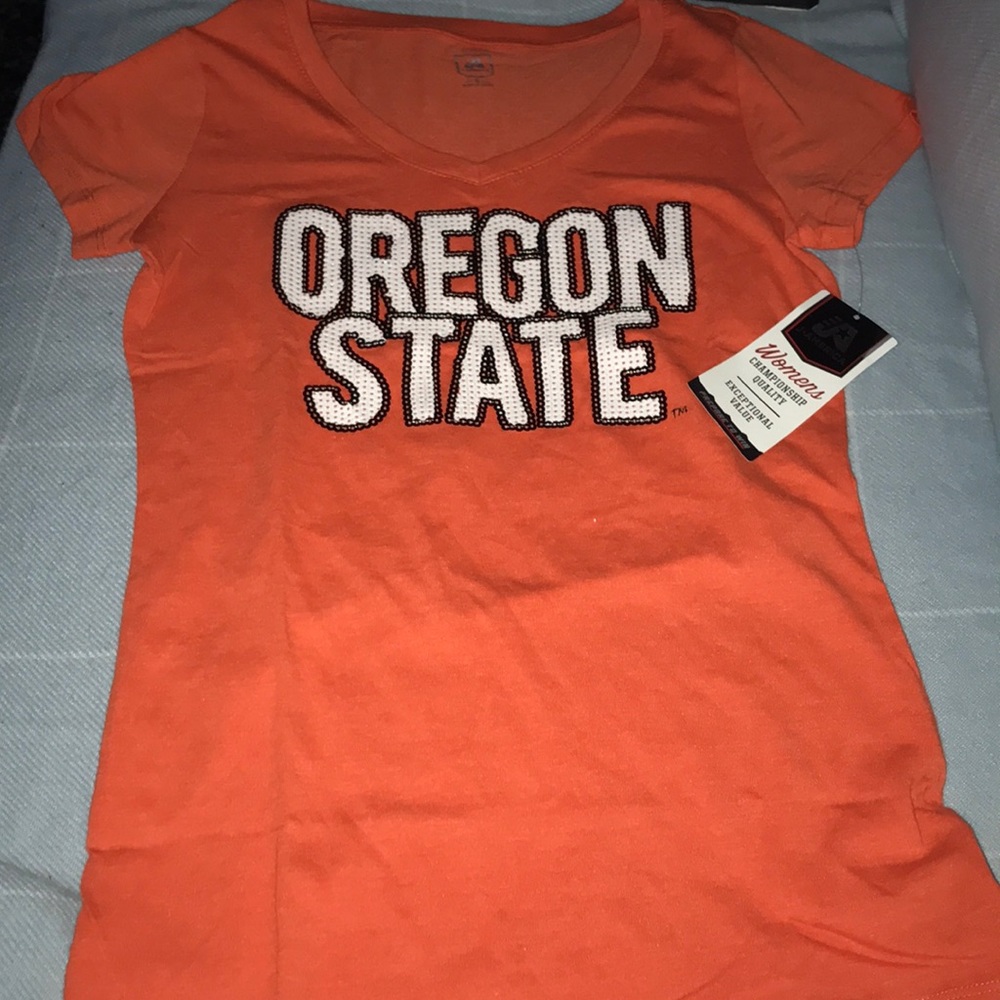 Oregon State Ncaa Womens Sequin Bling shirt, small